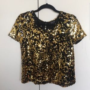 🍾✨ Topshop Gold Sequin Blouse - Size 4 ✨🍾